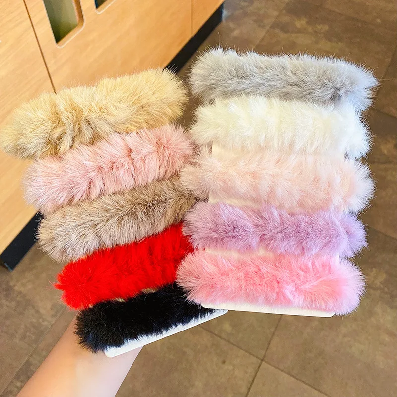 2022 Selling New Fashion Autumn Winter Plush Sweet Plush Elastic Hair Bands Hair Ring for Women Girl Child Accessories Headwear