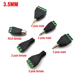 earphone audio jack 3.5mm connector stereo adapter male female RCA audio mono channel plug to screw terminal mono channel plug