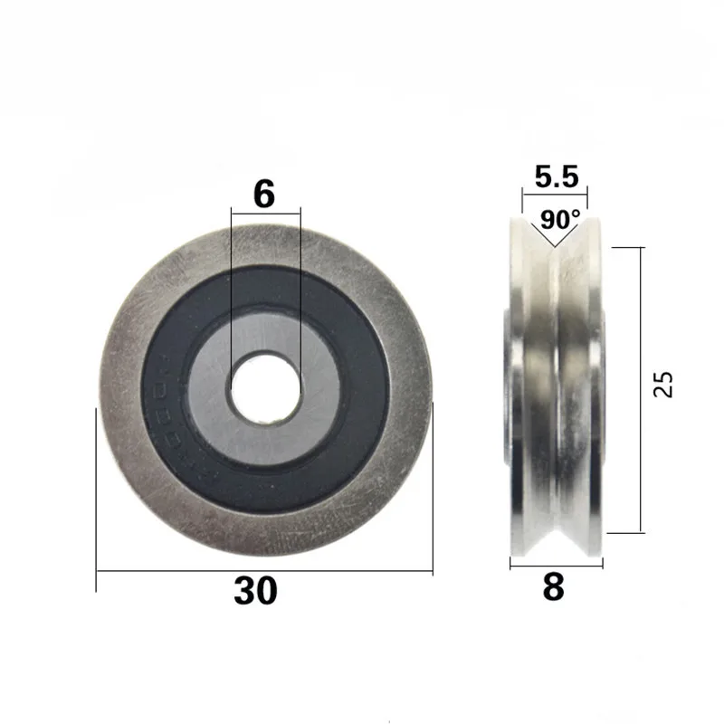 10pcs/50pcs V Groove Non Standard Bearing Pulley 6*30*8mm Guide Wheel Roller 6x30x8mm Bearing Steel Right Angle