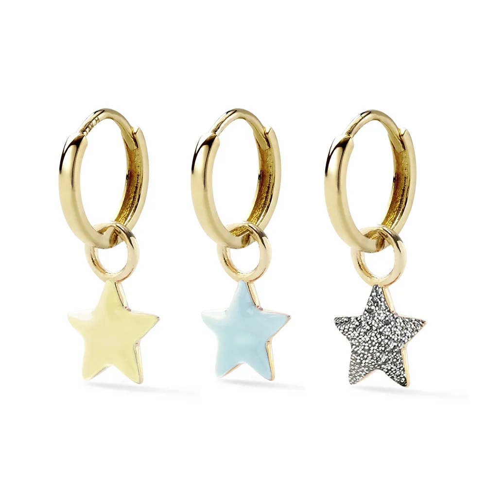 3 Pcs Alloy Drip Oil Dangle Earring for Women Cute Mini Five-pointed Star Piercing Earrings Set Multicolor Fashion Jewelry 2020