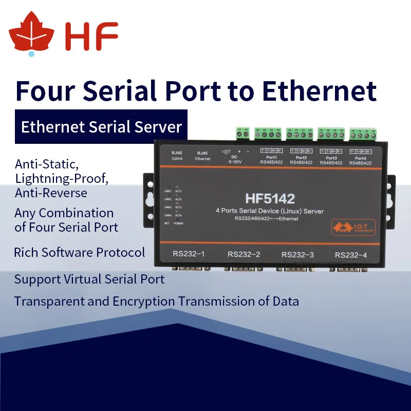 Imagem -02 - Portas Rj45 Rs232 485 422 Serial para Ethernet Livre Rtos Dispositivo Conversor de Servidor Serial Hf5142b