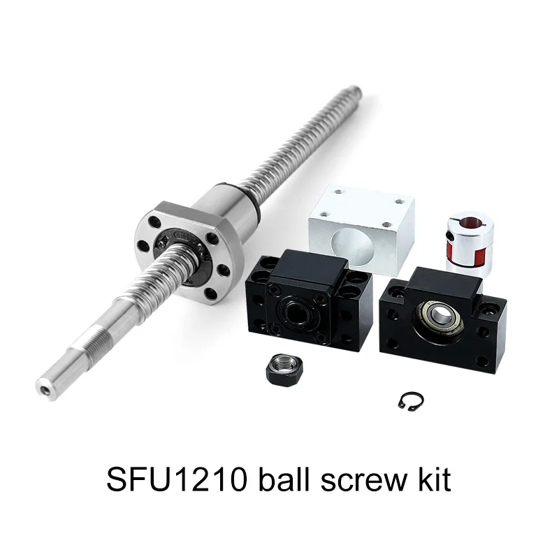 SFU1204 SFU1205 SFU1210 200 300 400 450 500 600mm rolled ball screw C7 with 1204 1205 1210 ball nut BK/BF10 end machined CNC