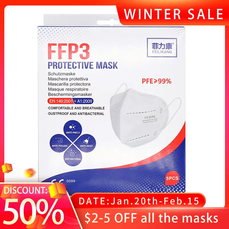 FFP3 KN95 Mask 6 layers Disposable masks feilikang masks Certified surgical mask virus face mask ffp2 approved mask spain