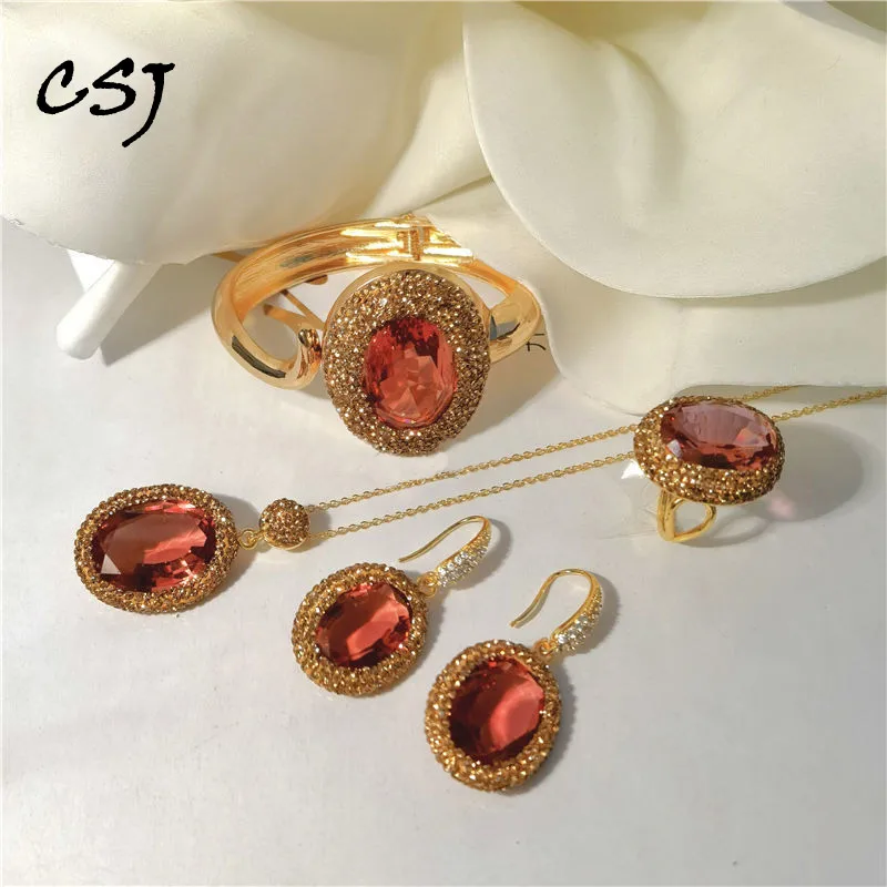 CSJ Zultanite Jewelry Sets Created Gemstone Color Change for Women Party Birthday Gift