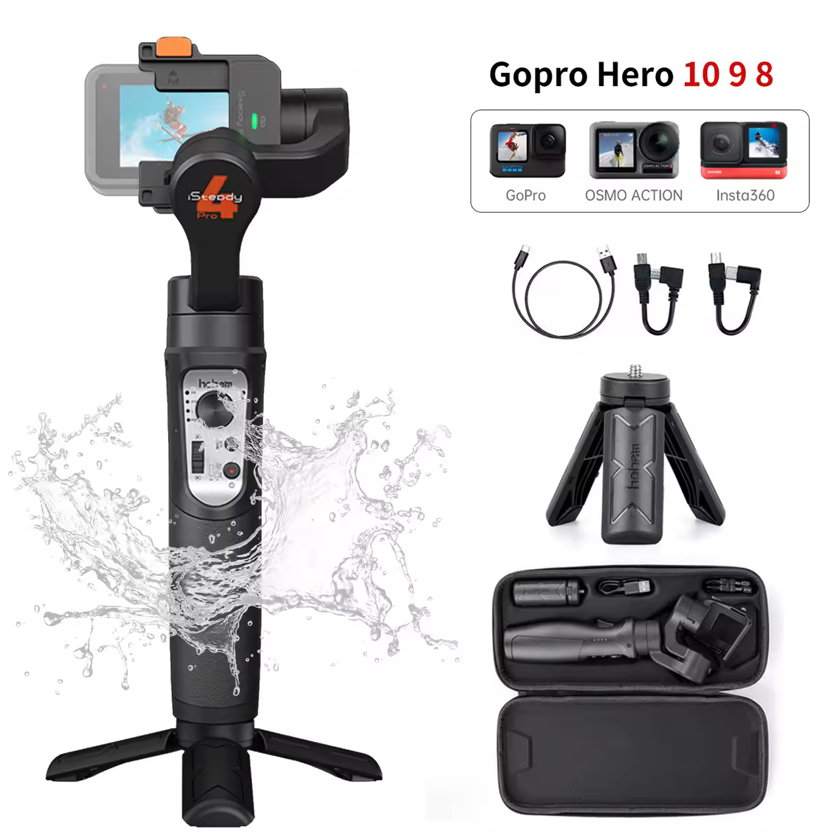 Стабилизатор Hohem iSteady Pro 4 для экшн-камер GoPro 11 12 13, 3-осевой ручной стабилизатор для GoPro Hero 10 9 8 7 6 Osmo Action