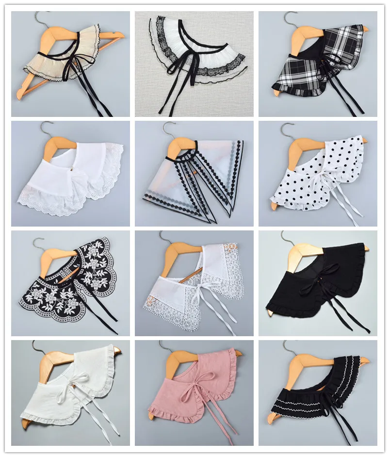 Cuello desmontable falso, chal con volantes, lazo bordado, Collar decorativo, Gargantilla corta, Poncho Lolita, 1 unidad