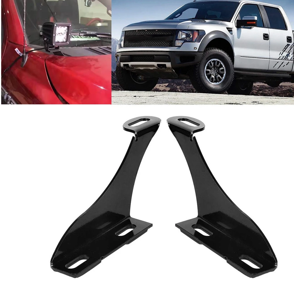 Car Front Hood Corner A Pillar LED Work Light Bar Mounting Brackets For F150 09-14