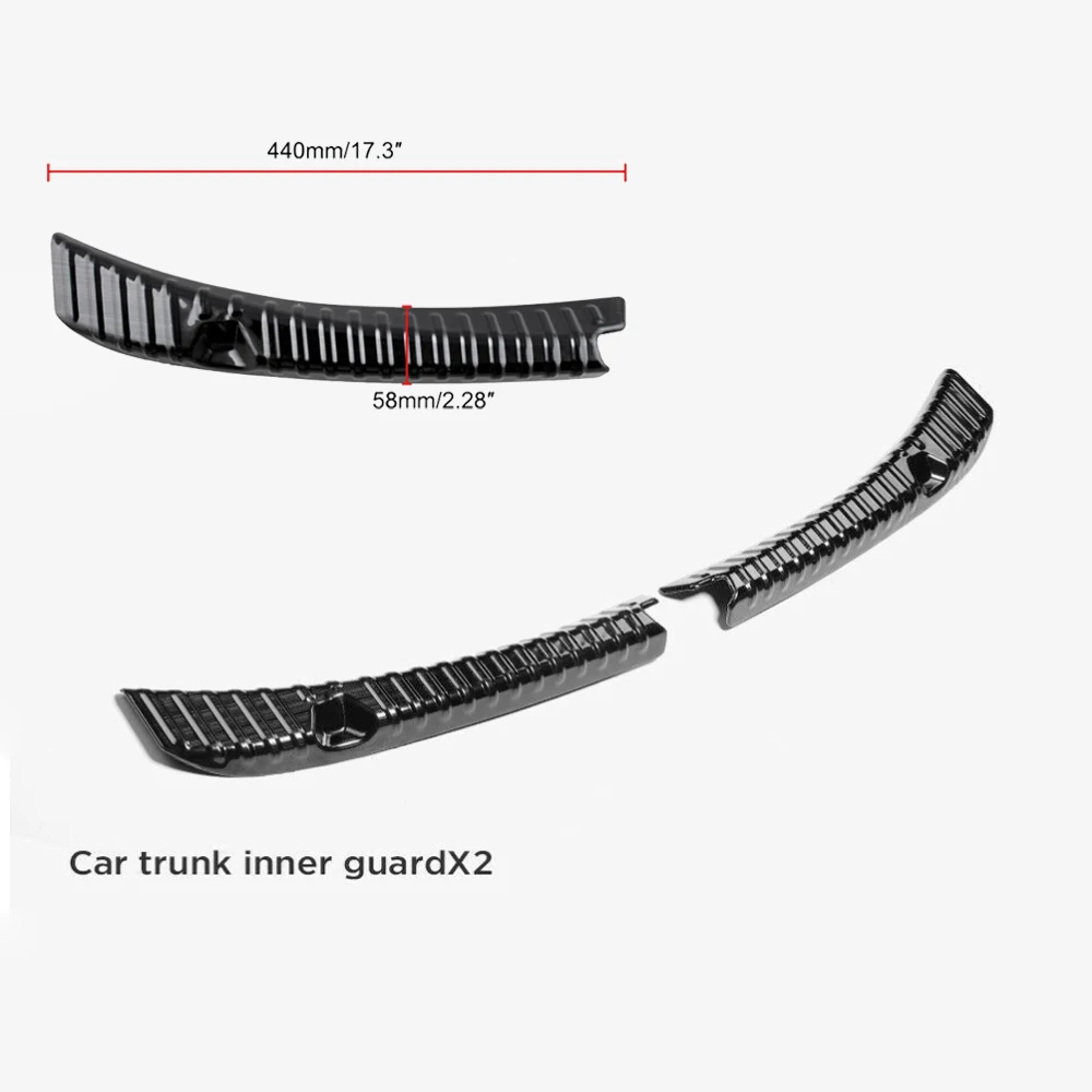 Inner Outer Stainless Steel Rear Bumper Foot Plate Trunk Door Sill Guard Protector Cover For Tesla Model 3 Y 2018~2021 2Pcs/Set