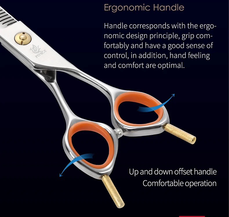 Fenice Professionelle 7,0-Zoll-Pflegeschere für Haustiere, flauschige, spurlose Hunde-Effilierschere, Schere, Ausdünnungsrate 50 % – Detail 12