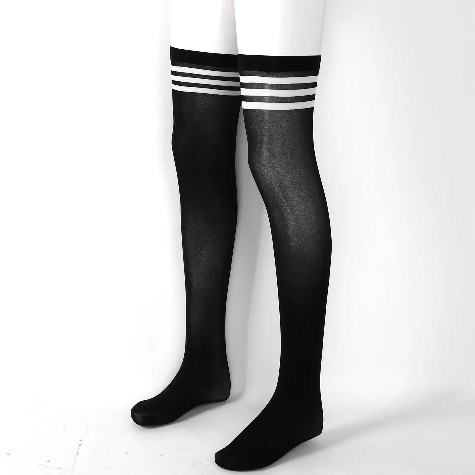 Men Striped Over Knee Socks Long Tube Stocking/Open Toes Stocking Women Summer Supre Thin Breathable Sport Soccer Football Sock