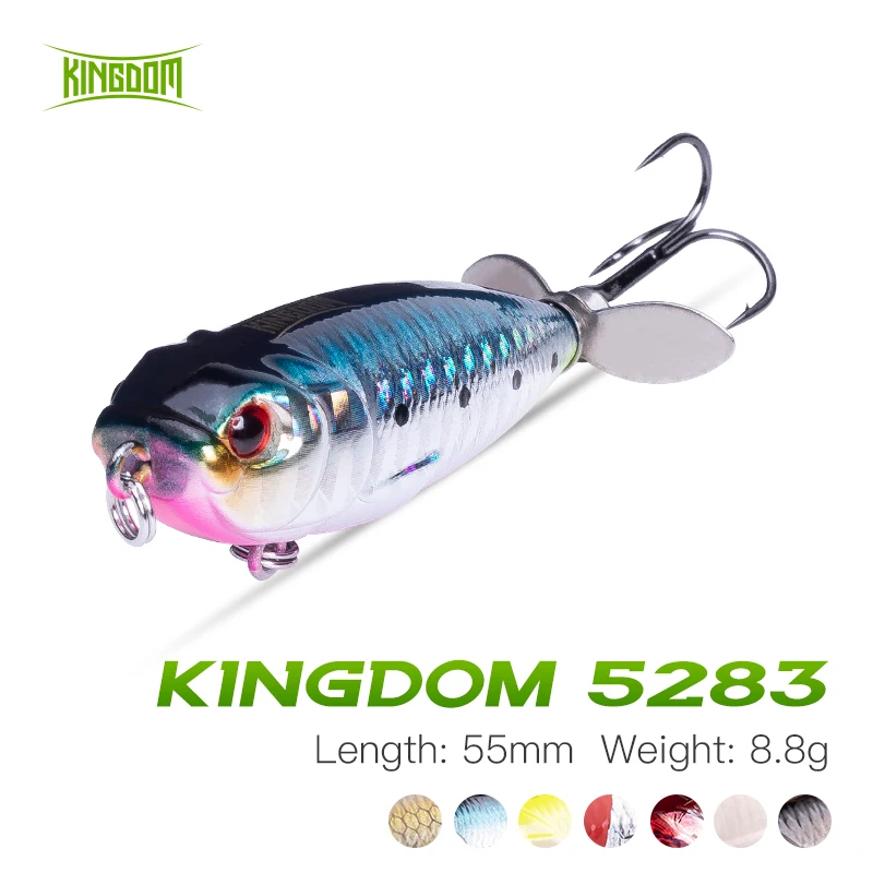 Kingdom Pencil Fishing Bait 55mm 8.8g Rotating Floating Wobblers Hard Fishing Jerkbait For Bass Perch Trout Pike With Propeller