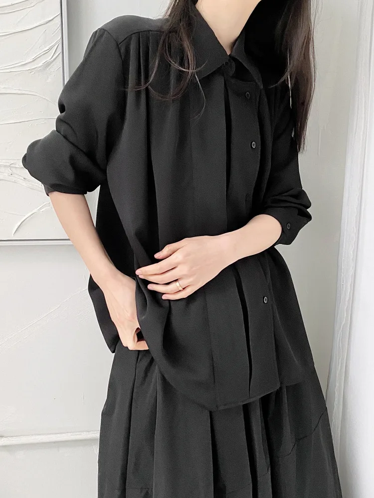 Ladies Long Sleeve Shirt Spring/Summer New Retro Asymmetric Fashion Trend Casual Loose Large Size Long Sleeve Shirt