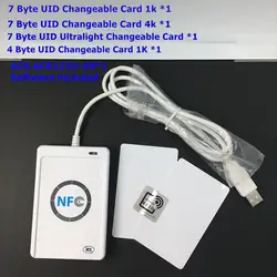 ACR122U-Lecteur nfc rfid 13.56MHz, lecture et écriture, 7 octets UID Chanegable ontariSector 0 bloc, carte + GUI, logiciel PCSC