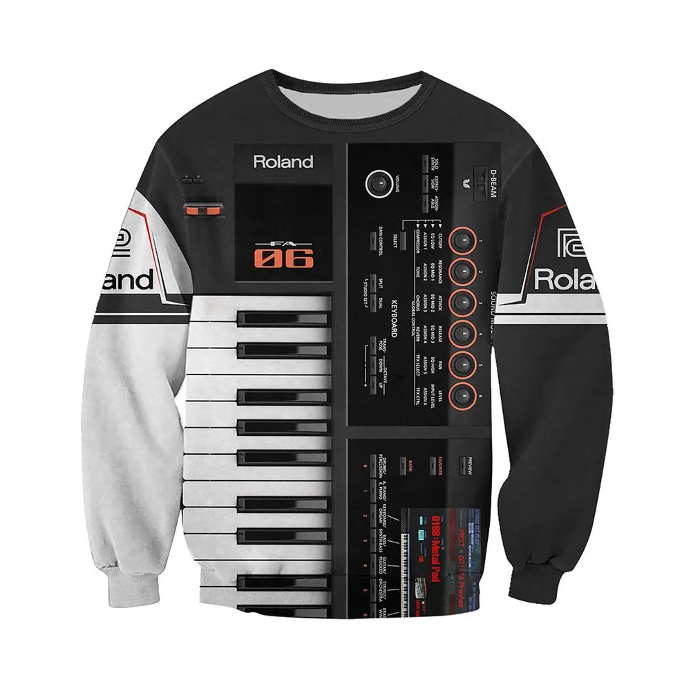 ROLAND Piano Music Art 3D All Over camicie stampate moda autunno felpa uomo donna Casual Harajuku felpe con cappuccio Z022