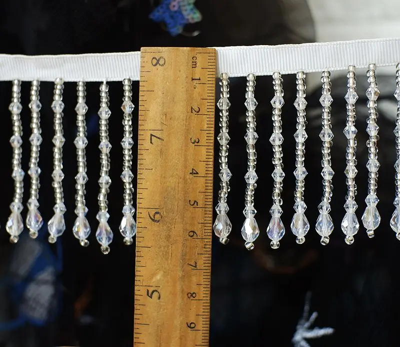 White beaded tassel lace accessories DIY dress skirt curtain clothing home textile mosaic decorative lace