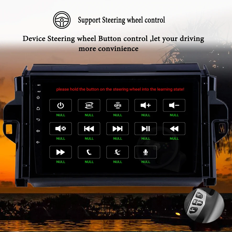 2Din Android 14.0 Car Radio Stereo Video Audio Multimedia Tape For Toyota Fortuner 2015 - 2018 Auto Gps Navigation DVD Head Unit