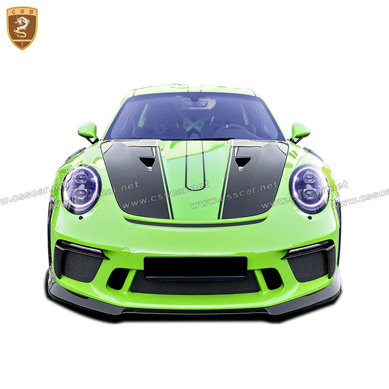 CSSYL Full Dry Carbon Fiber Front Lip Fit For Porsch 991.2 GT3 RS Style Rear Wing Auto Part