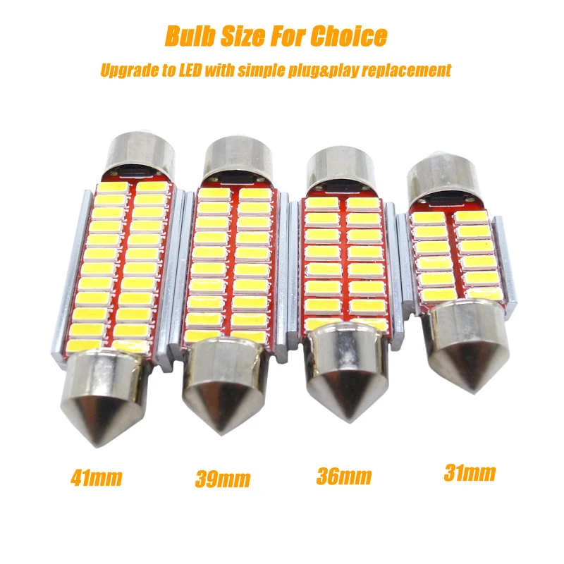 1pcs 31mm/36mm/39mm/41mm 4014 Wedge LED Bulb C10W C5W Festoon Mirror Dome Reading Door Number Lamp White Car Styling