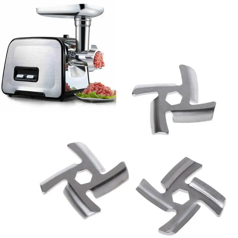 3pcs/set Type 5 Mincer Knife Stainless Steel Anti Rust 4 Blade Hexagon Hole Meat Grinder Parts Fits