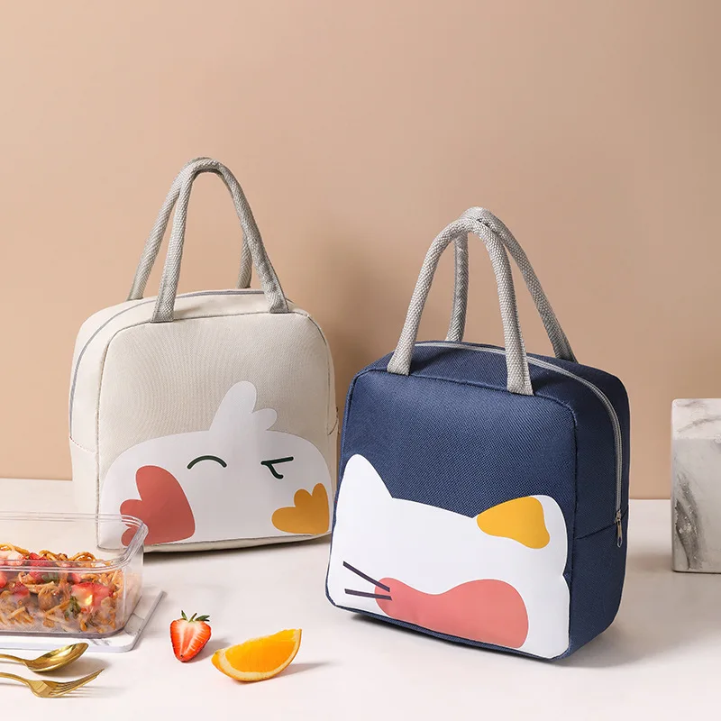 1PC New Women Oxford Cloth Lunch Thermal Bag Children Picnic Food Storage Bags Lunchbox Insulated Bento Box Cartoon Organizer