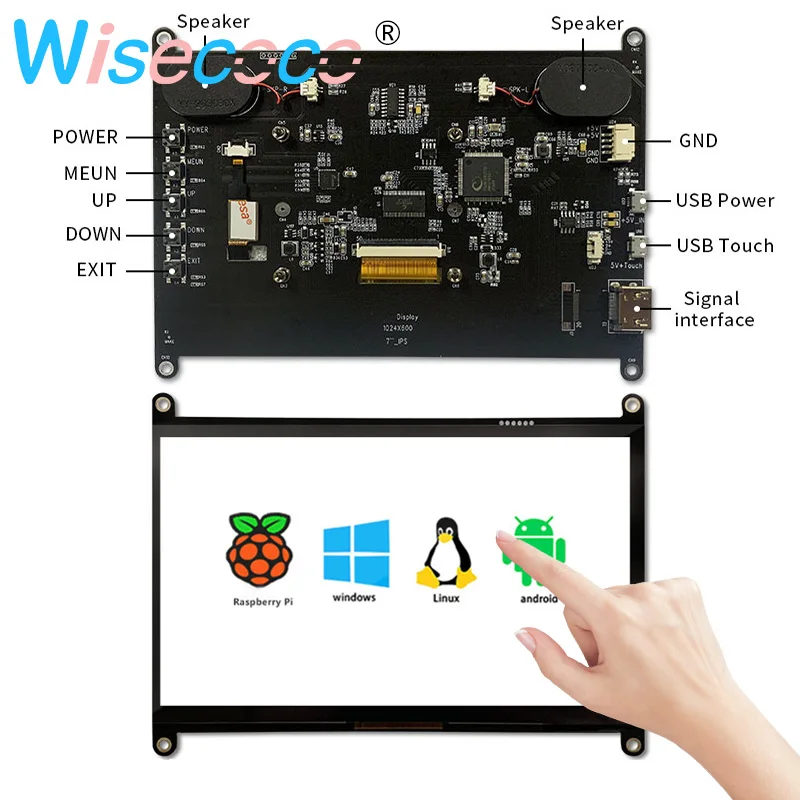 7 Inch IPS Touch LCD Monitor Module 1024x600 All In One  Raspberry Pi 3 4 Portable Display