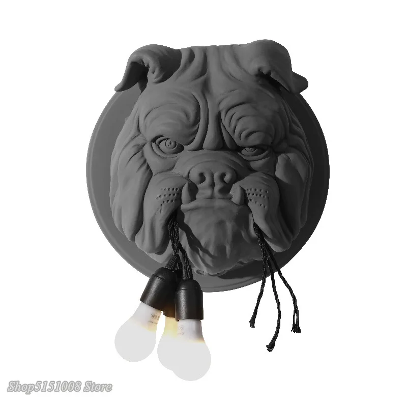 Nordic Animal Dog Resin Wall Lamps Living Room Study Bedroom Led Wall Scoces Designer Bulldog Wall Light Deco Lighting Luminaire