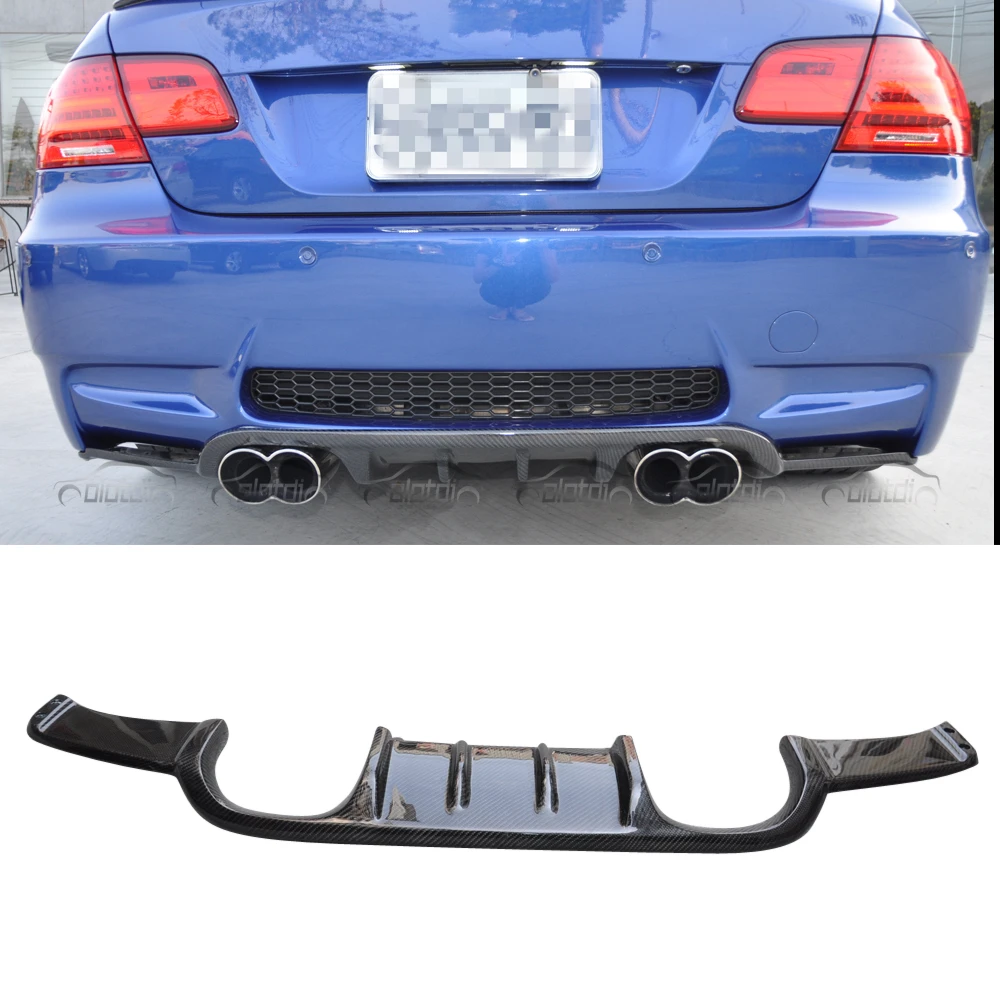 H Style Carbon Rear Bumper Diffuser Lip Fins Spoiler Wing Splitter For BMW 3 Series E92 E93 M3 2007-2012