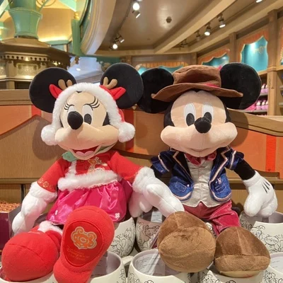 

Original Disney Cartoon Spring Festival Mickey Minnie Cowboy Mickey Plush toy Soft stuffed Doll Christmas Gift