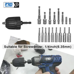 PROSTORMER Screwdriver Adapter Drill-Chuck Wrench Socket 1/4'' Shank to 3/8'' Hex Shank Drill Quick Change Screwdriver Converter