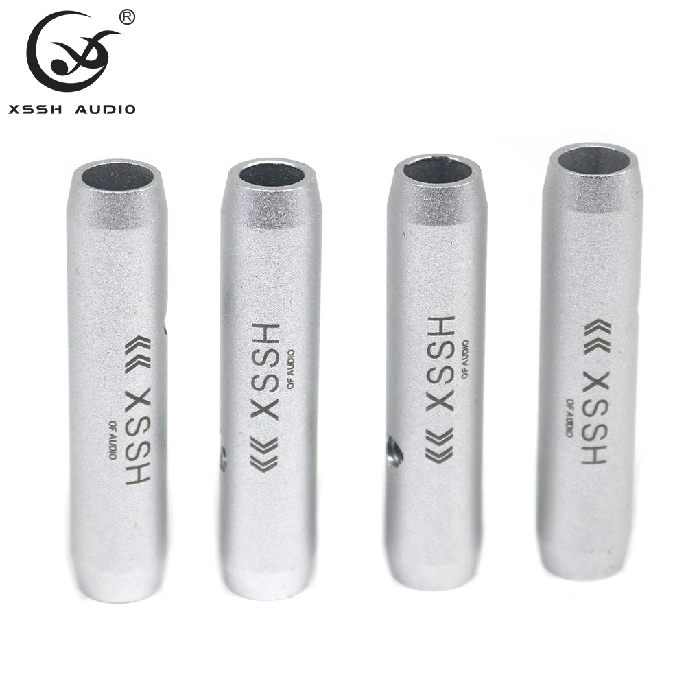 Silver Plated Solid Steel Cable Boots DIY HiFi Audio Video Coaxial Splitter Tube Metal Wire Protective Sleeve for Speaker Cables