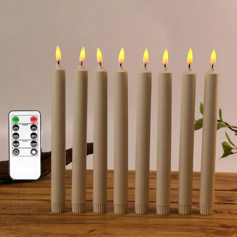 

Pack of 6 Flamless Flickering Light LED Candles W/Remote Battery Taper Candlesticks 3D Wick Wedding Home Decor-Amber/Warm White