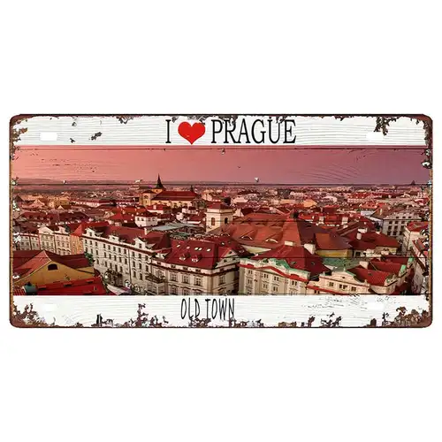 Prague Travel City Car Lisence Vintage Poster Souvenir Metal Sign Retro Plaque For Wall Shop Bar Home Decor 30X15CM  DC-0958A - Image 19