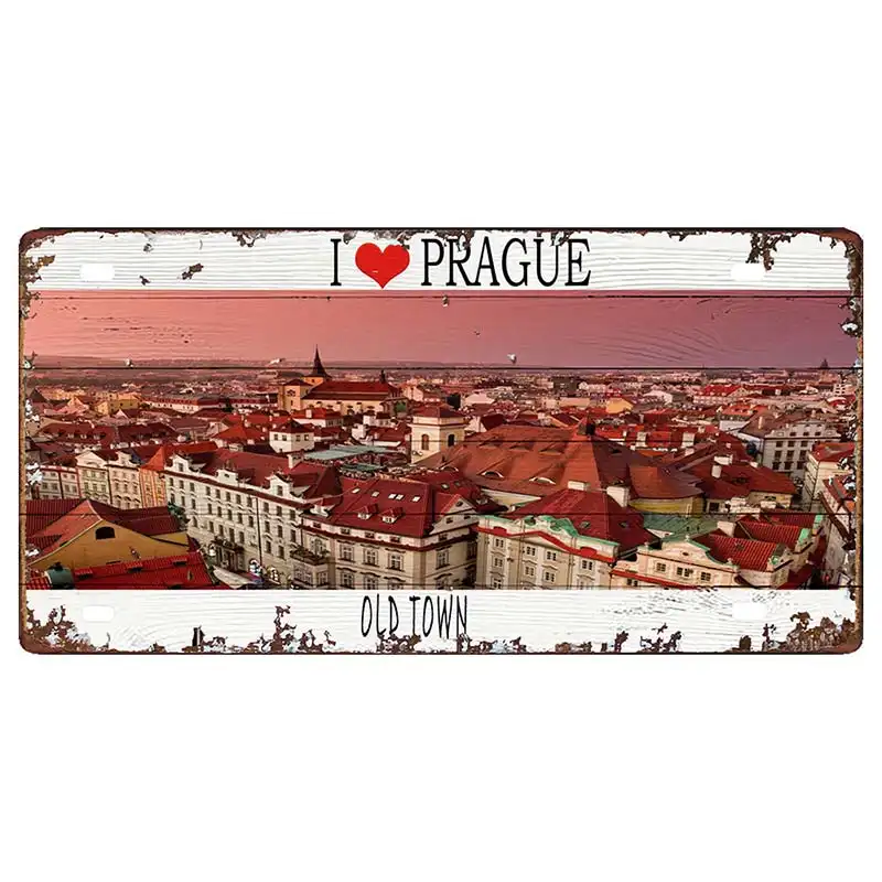 Prague Travel City Car Lisence Vintage Poster Souvenir Metal Sign Retro Plaque For Wall Shop Bar Home Decor 30X15CM  DC-0958A - Image 19