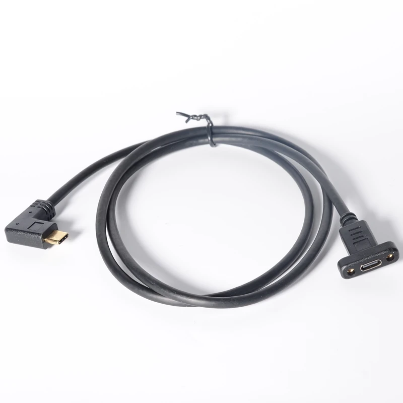 Angle USB C Male to Female Extension Cable with Panel Mount Screw Hole -6feet/1.8m (Right Angle USB c Extension Cable)