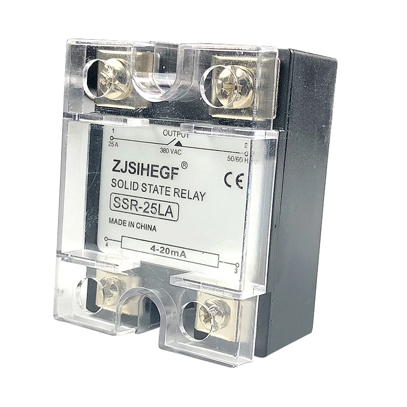 China Input DC 4-20mA Single Phase Solid State Relay SSR-10/25/40/60LA Voltage Type Regulator for Temperature Sensor