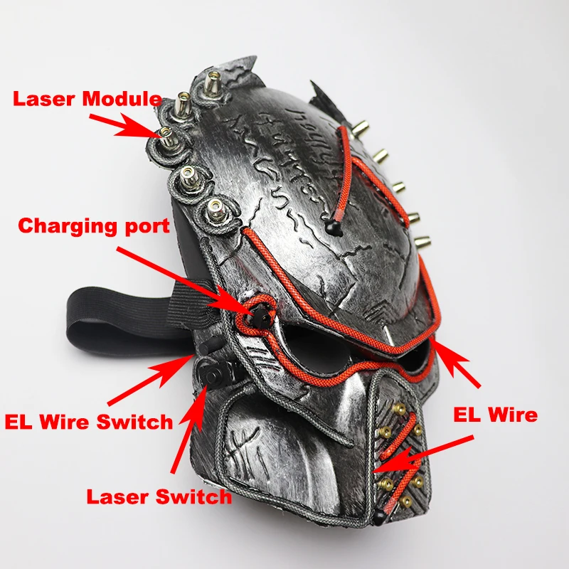 New Design Red Laser Mask Flashing EL Wire Mask Movie Character Glowing Mask Halloween Party Show Accessories