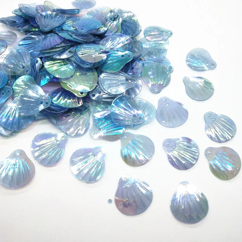 50g/Lot 13mm Shell Sequins Blue AB With 2 Holes Sewing DIY Mermaid Dress Clothing Model A