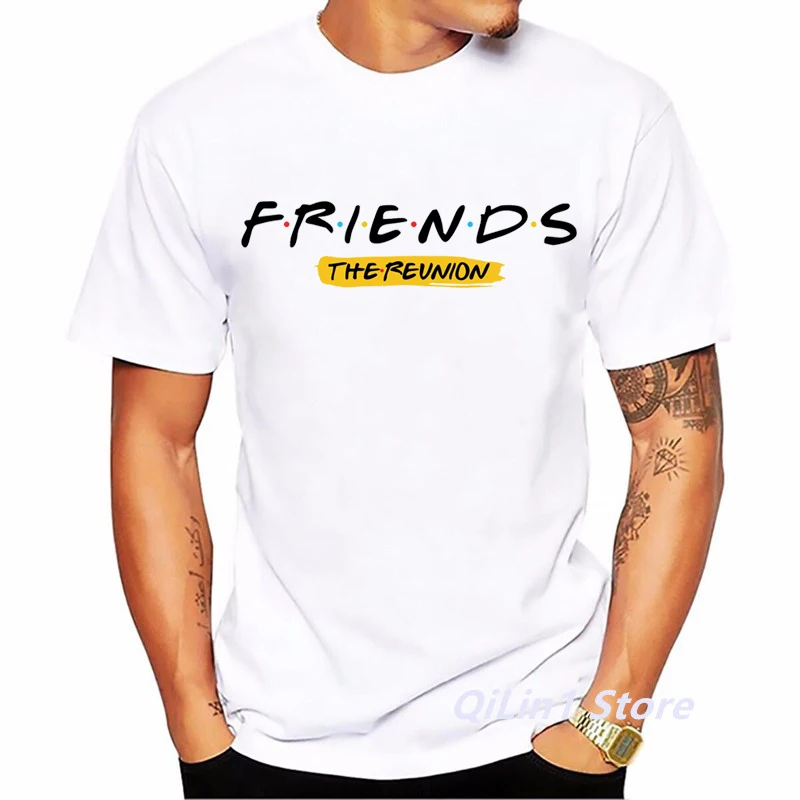 2024 Friends The Revnion Letter Print T-Shirt Men Summer Tops Tee Shirt Homme Friends TV Show Tshirt Hombre Harajuku Shirt