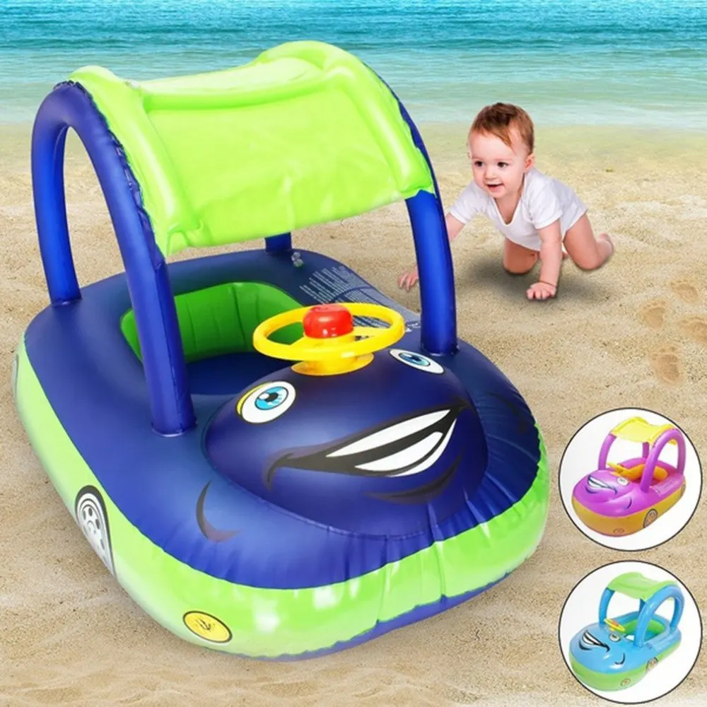 Sommer Baby Schwimmen Ring Sonnenschirm Lenkrad Sicheren Urlaub Schwimm Sicherheit Kinder Sitz Aufblasbare Schwimmen Spielzeug Wasser Float Boot