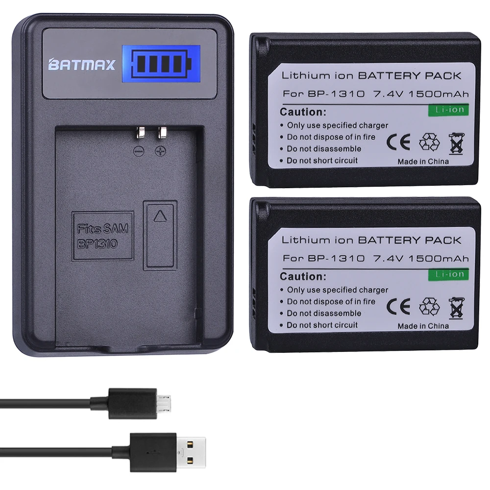 

Batmax 1500mAh BP 1310 BP1310 BP-1310 Battery akku +LCD USB Charger for Samsung NX5 NX10 NX100 NX11 NX20 Cameras