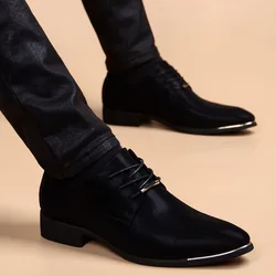 Business Men Leather Shoes Fashion Formal Dress Shoes Men Breathable Pointed Toe Office Wedding Shoes Flats chaussure homme