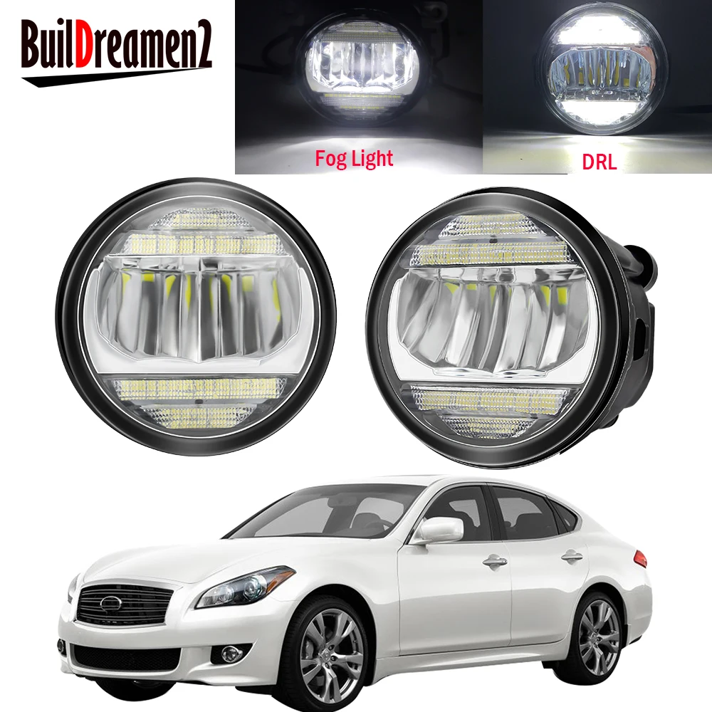 

2 Pieces Car Right + Left LED Fog Light Assembly Daytime Running Lamp DRL 30W H11 12V For Infiniti M M25 M37 M56 2011 2012 2013