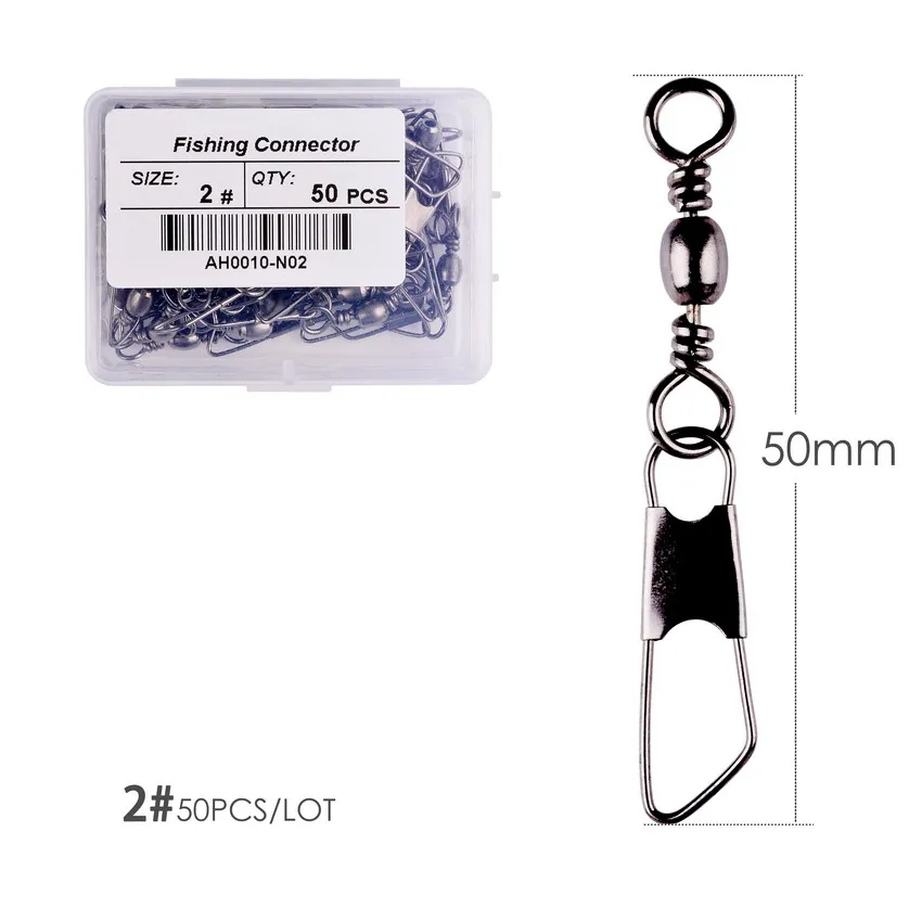 50 stks/doos Messing Vat Vissen Swivel Solid Ringen Vissen Pin Lijn Connector Vishaak met Interlock Snap Wartels Visgerei Tool
