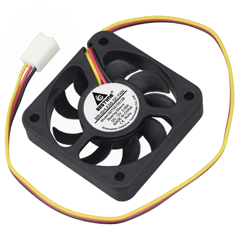 5pcs Gdstime DC 12V 3Pin 50mm x 10mm 50mm PC Computer CPU Mini Cooling Fan 50x50x10mm 5cm 5010 Small Cooler 9 Blades