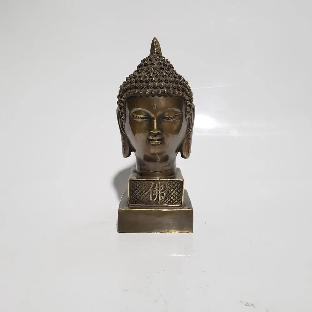 

Exquisite Brass Buddha Head Seal Decoration