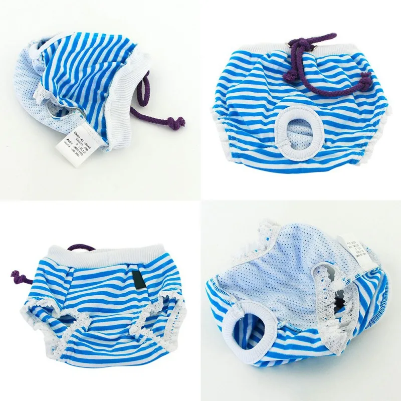 애완견 생리학 바지 강아지용 위생 스트라이프 기저귀 여성용 러블리 애완 동물 속옷, 소녀/개/고양이 용품, 인기 판매