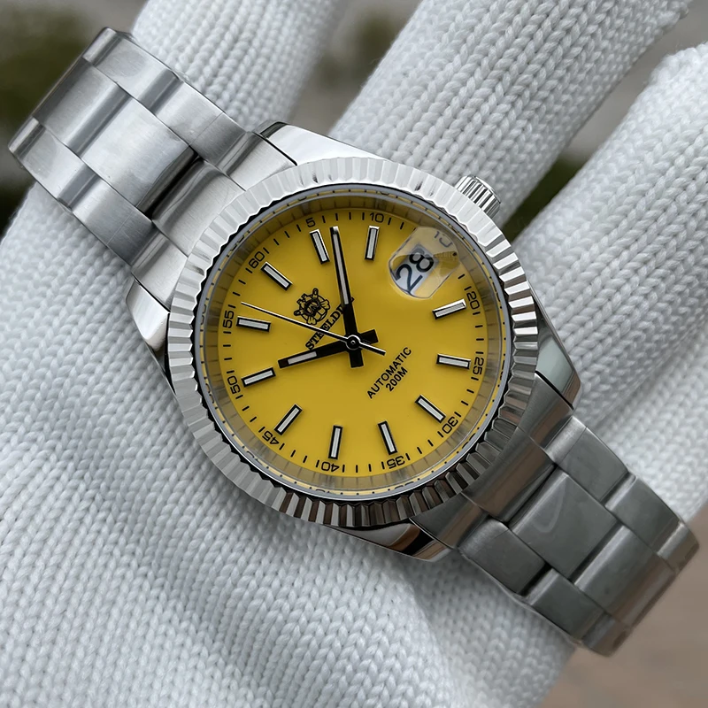 ساعة أوتوماتيكية للرجال من STEELDIVE 42 مللي متر ساعة يد ميكانيكية طيار غواص 20ATM مقاومة للماء C3 مرآة ياقوت مضيئة NH35