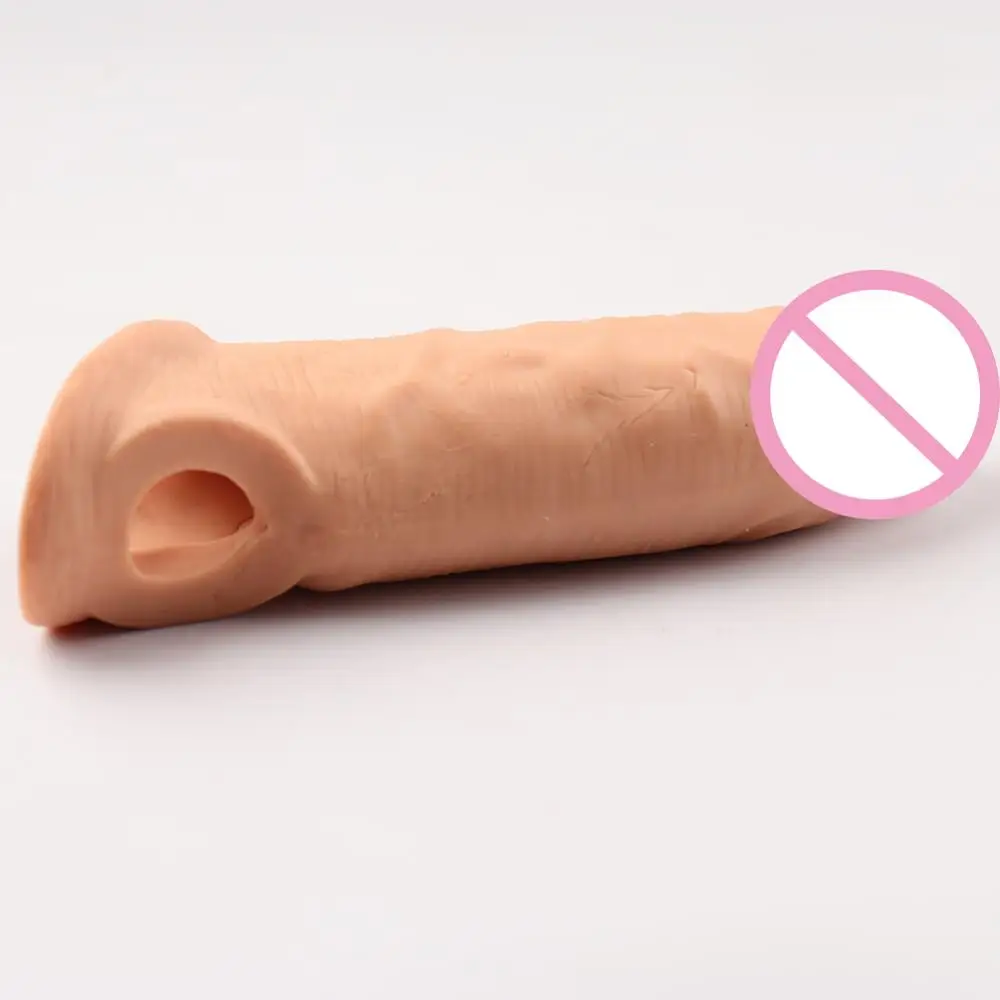 Realistic Penis Extender Sleeve Reusable Condom Delay Ejaculation Sex Toys for Men Penis Extender Enlargement Sleeves Male Toy