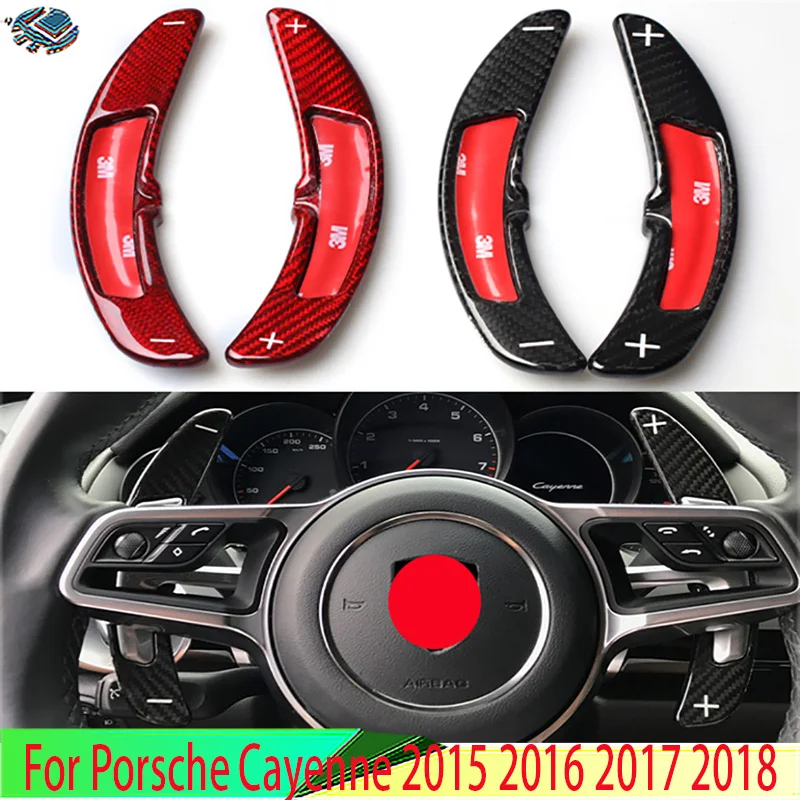 Carbon Fiber Car Accessories Steering Wheel Shift Paddle Extension For Porsche Cayenne 2015 2016 2017 2018