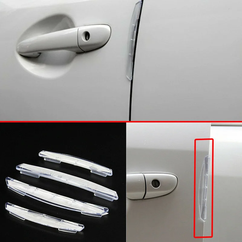 

4pc Silica Gel Car Door Edge Scratch Anti-collision Car Sticker Protector Guard Strip Exterior Trim Decoration Accessories